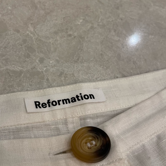 REFORMATION Highland Button Front Midi Linen Skirt In White Size 4 - Picture 5 of 13